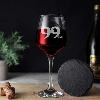 Milestone Birthday Gifts - 'ish' Design Engraved Wine Glass and/or Coaster Set