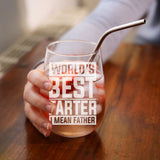 Best Farter I Mean Father Engraved Stemless Gin Glass – Funny Gift for Dad