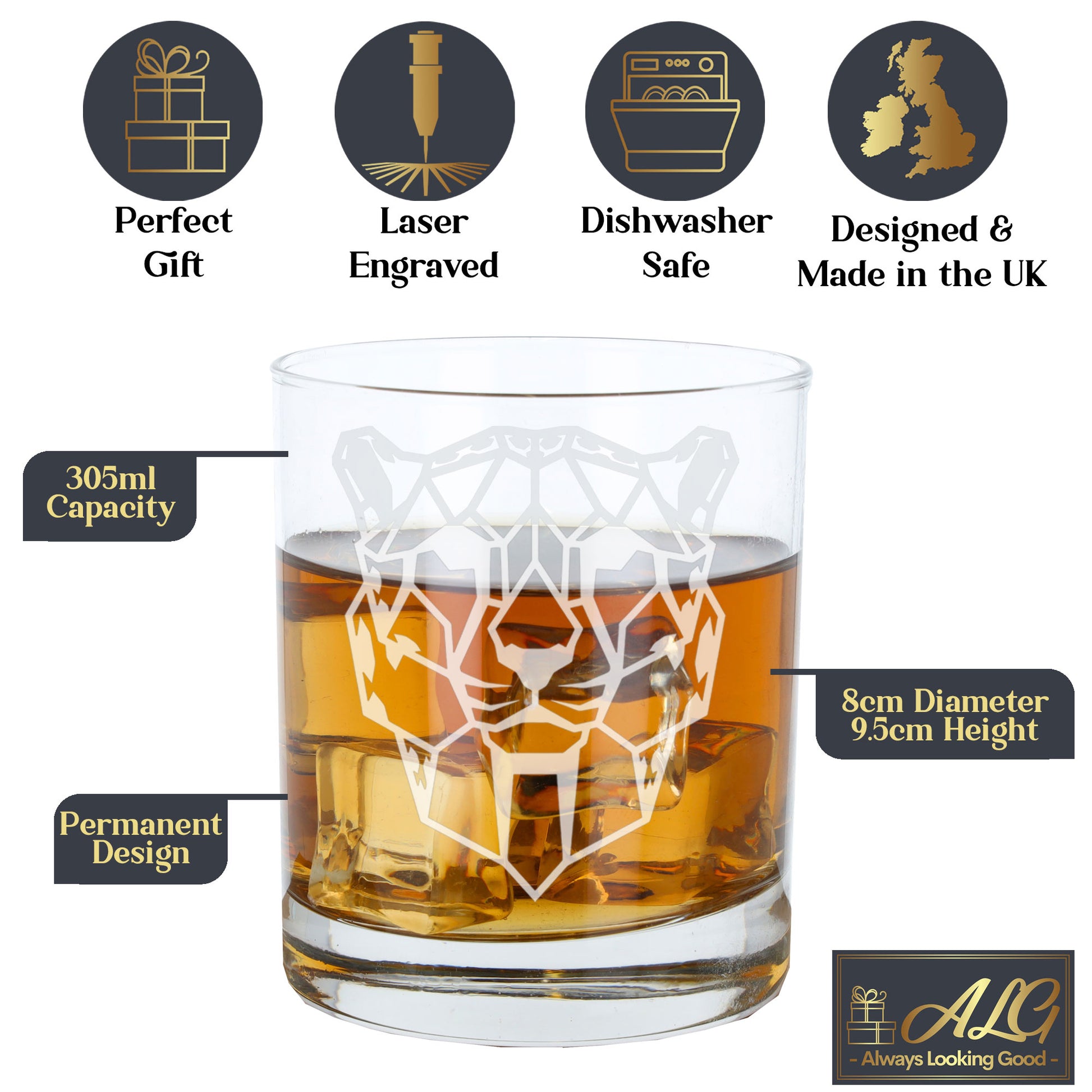 Cheetah Engraved Whisky Glass  - Always Looking Good -   