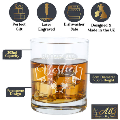 Booze And Besties Engraved Whisky Glass and/or Coaster Set  - Always Looking Good -   whisky glass gift set