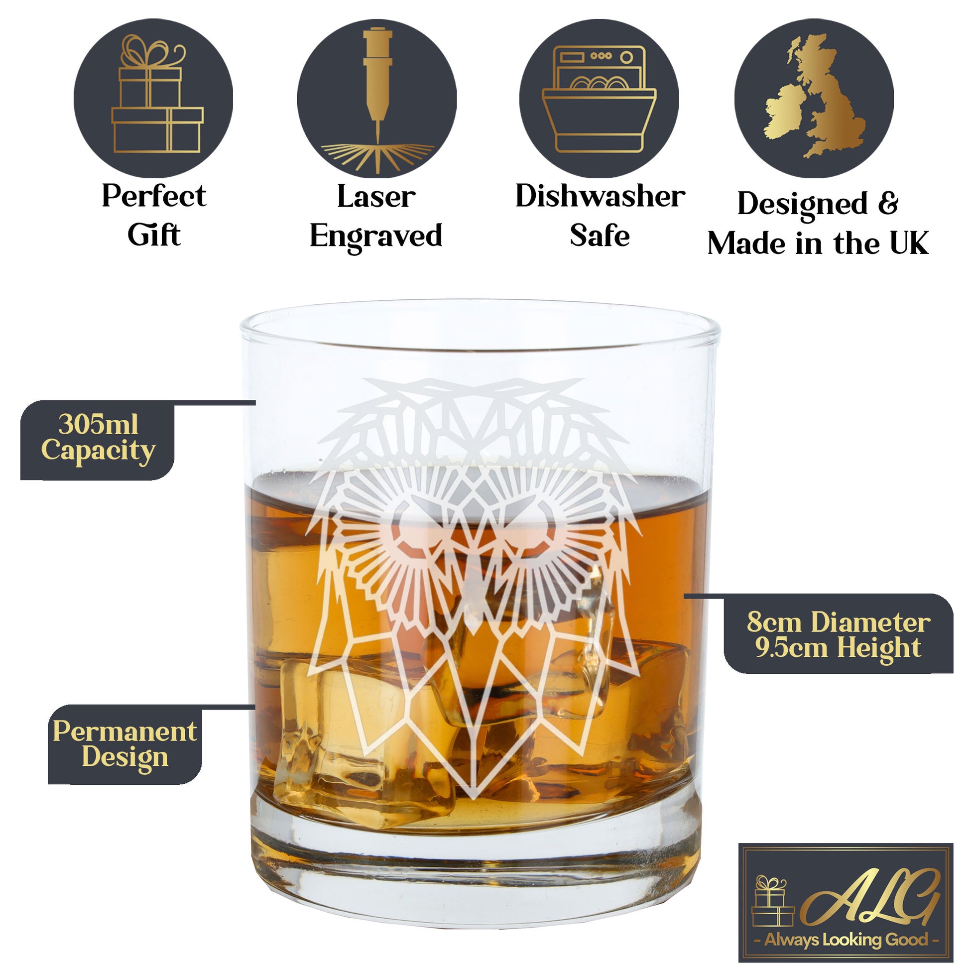 Cute Owl Engraved Whisky Glass  - Always Looking Good -   