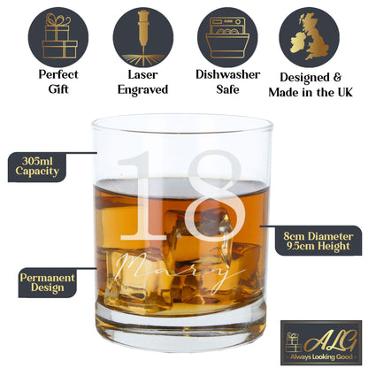 Personalised Whisky Glass with Name & Age – Birthday Gift for Him