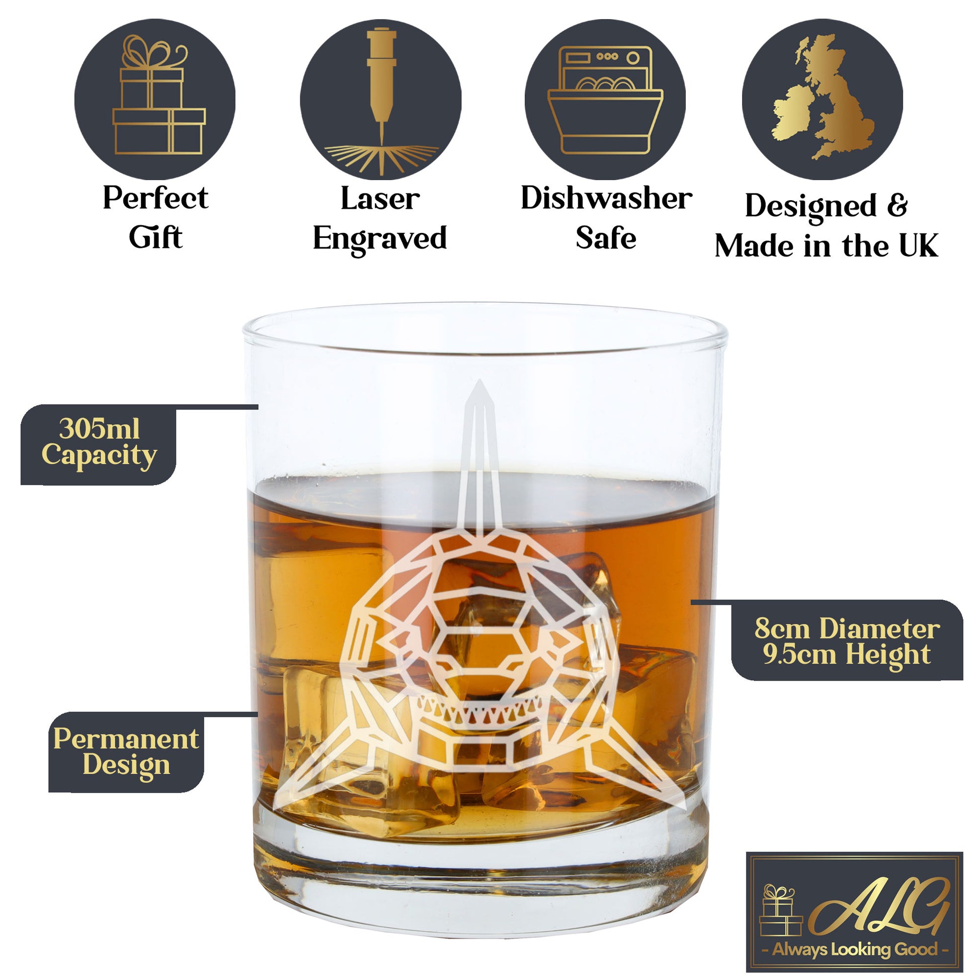 Shark Engraved Whisky Glass  - Always Looking Good -   