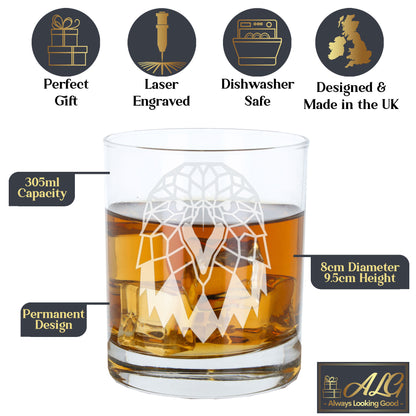 Whisky Glass Engraved with Eagle   - Always Looking Good -   