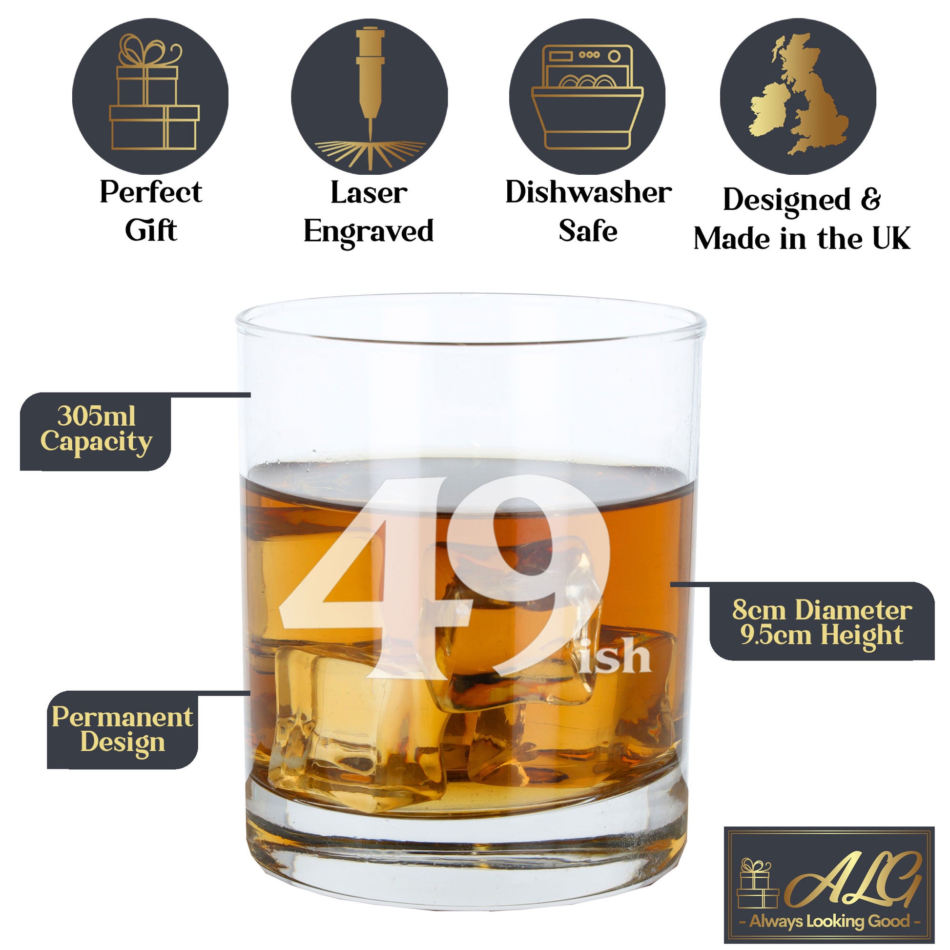 49ish Whisky Glass and/or Coaster Set  - Always Looking Good -   