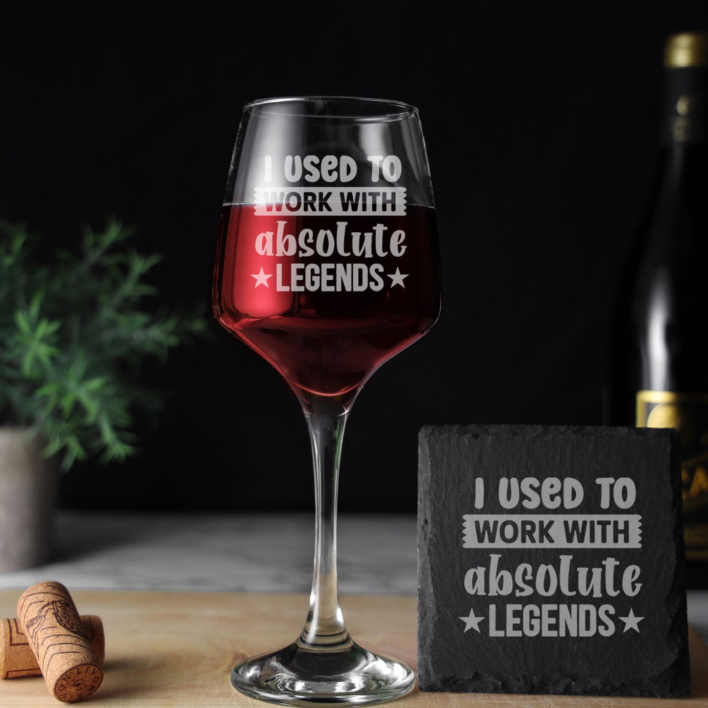 I Used To Work With Absolute Legends Engraved Wine Glass & Coaster -Leaving Gift