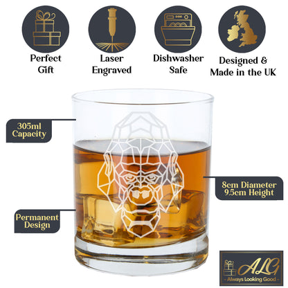 Gorilla Engraved Whisky Glass  - Always Looking Good -   