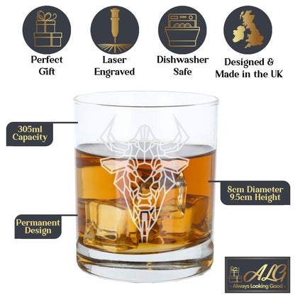 Buffalo Engraved Whisky Glass  - Always Looking Good -   