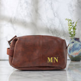 Personalised Men's Wash Back NU Leather Toiletry Filled Bag Gift  - Always Looking Good -   