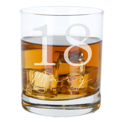 Personalised Whisky Glass with Name & Age – Birthday Gift for Him