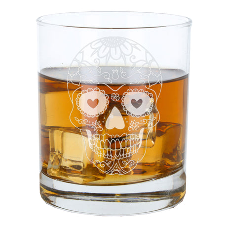 Sugar Skull Engraved Whisky Glass  - Always Looking Good -   