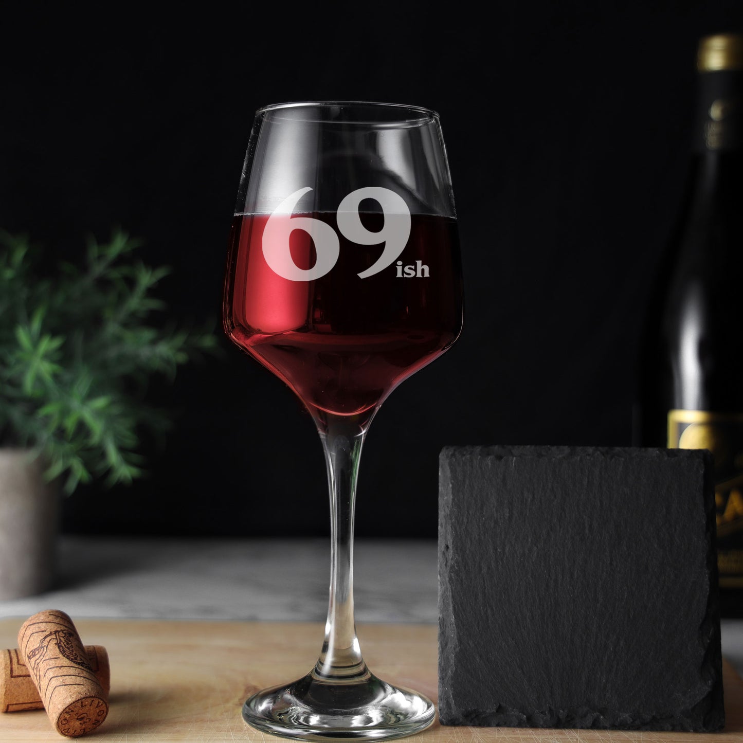 69ish (70th Birthday) Wine Glass and/or Coaster Set