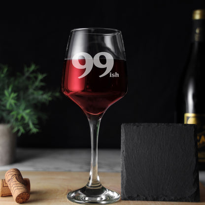 Milestone Birthday Gifts - 'ish' Design Engraved Wine Glass and/or Coaster Set