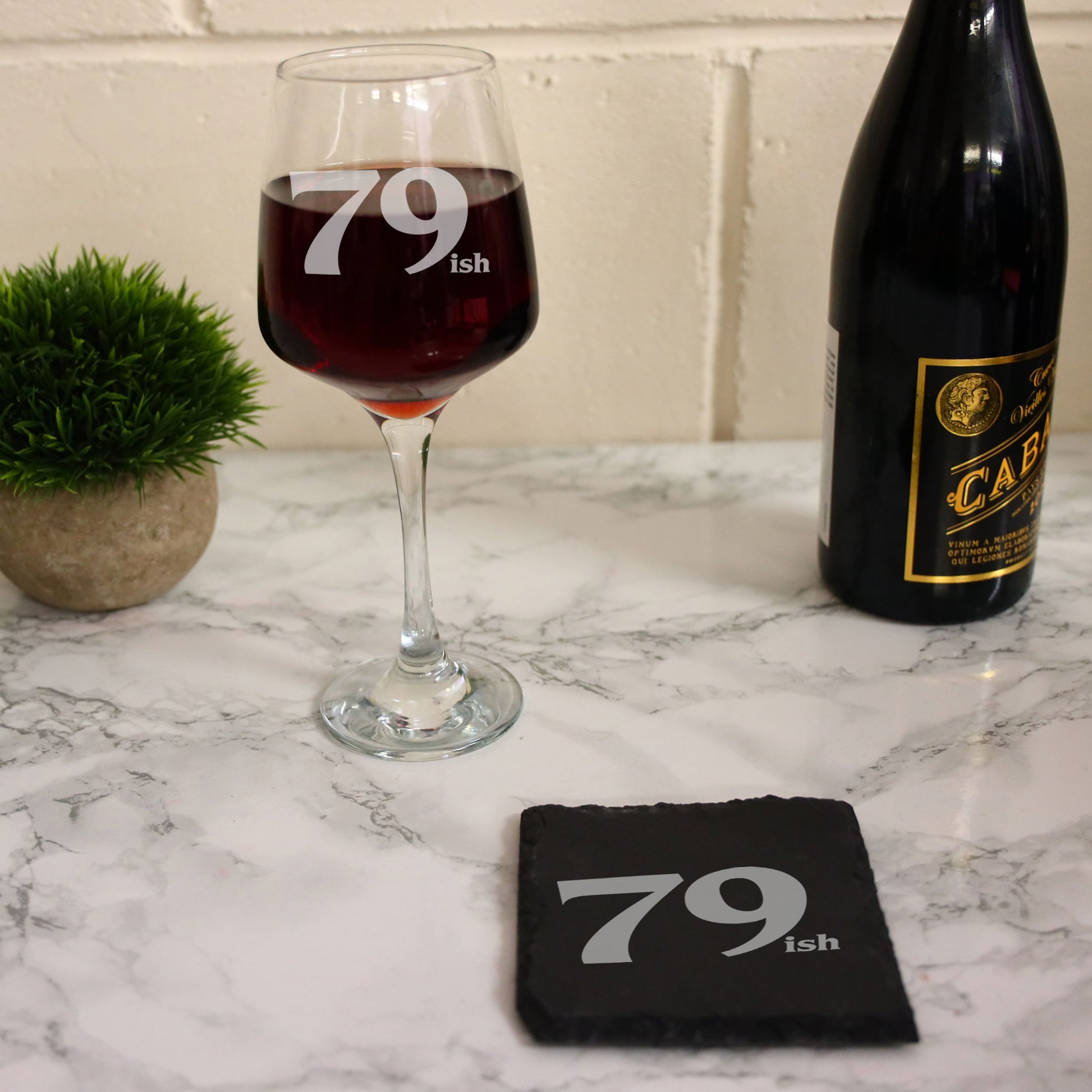 79ish Wine Glass and/or Coaster Set  - Always Looking Good -   