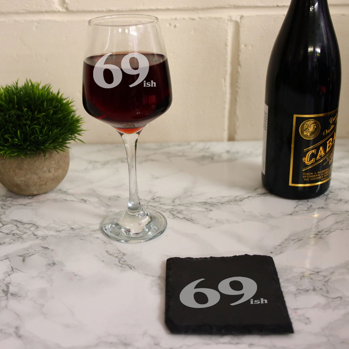 69ish (70th Birthday) Wine Glass and/or Coaster Set