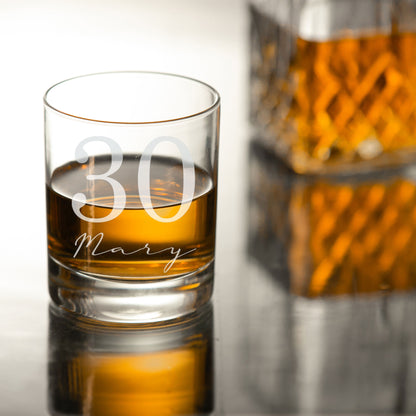 Personalised Whisky Glass with Name & Age – Birthday Gift for Him