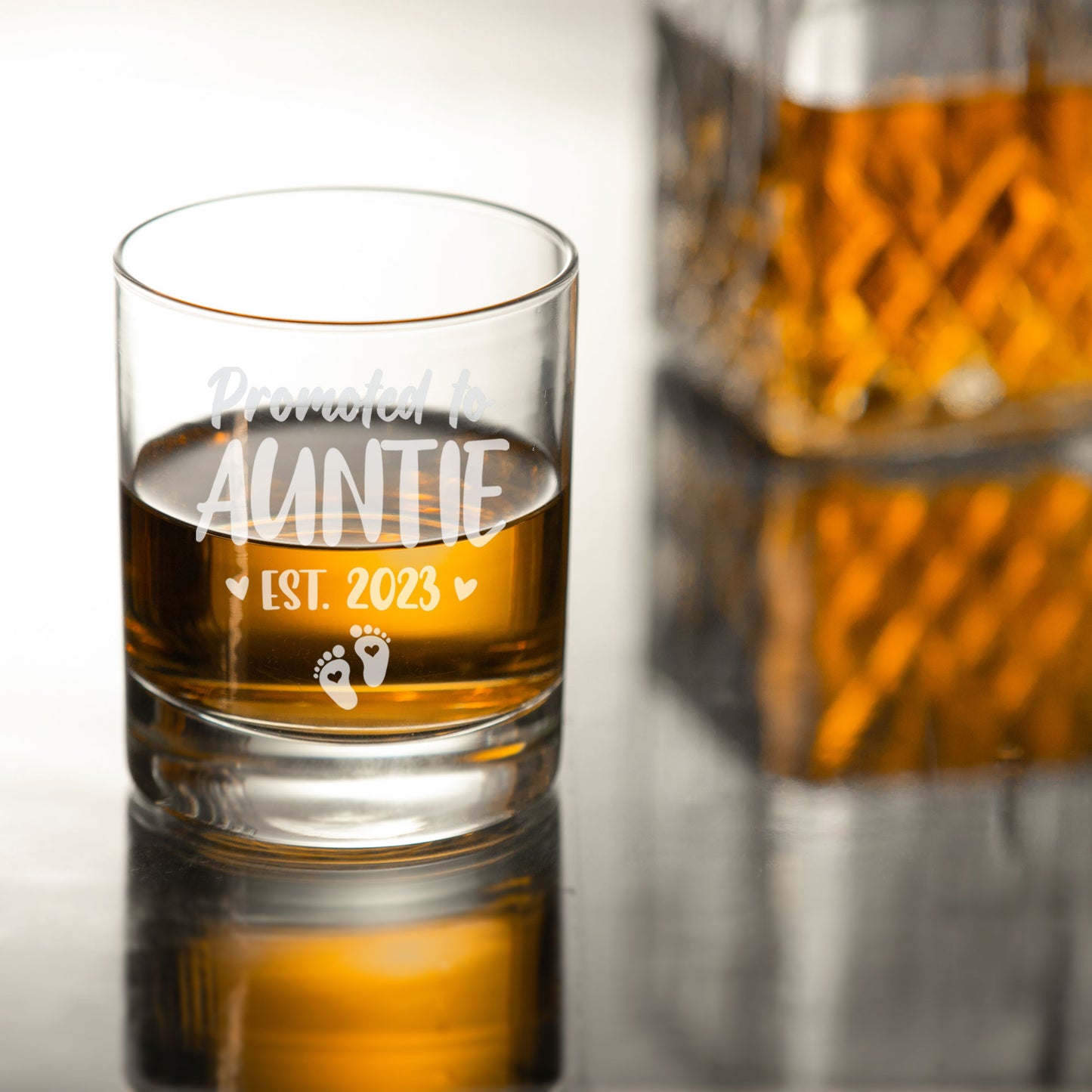 Pregnancy Announcement Gift “Promoted To......” Engraved Whisky Glass