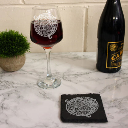 Starsign Zodiac Engraved Wine Glass and/or Slate Coaster for all birthdays