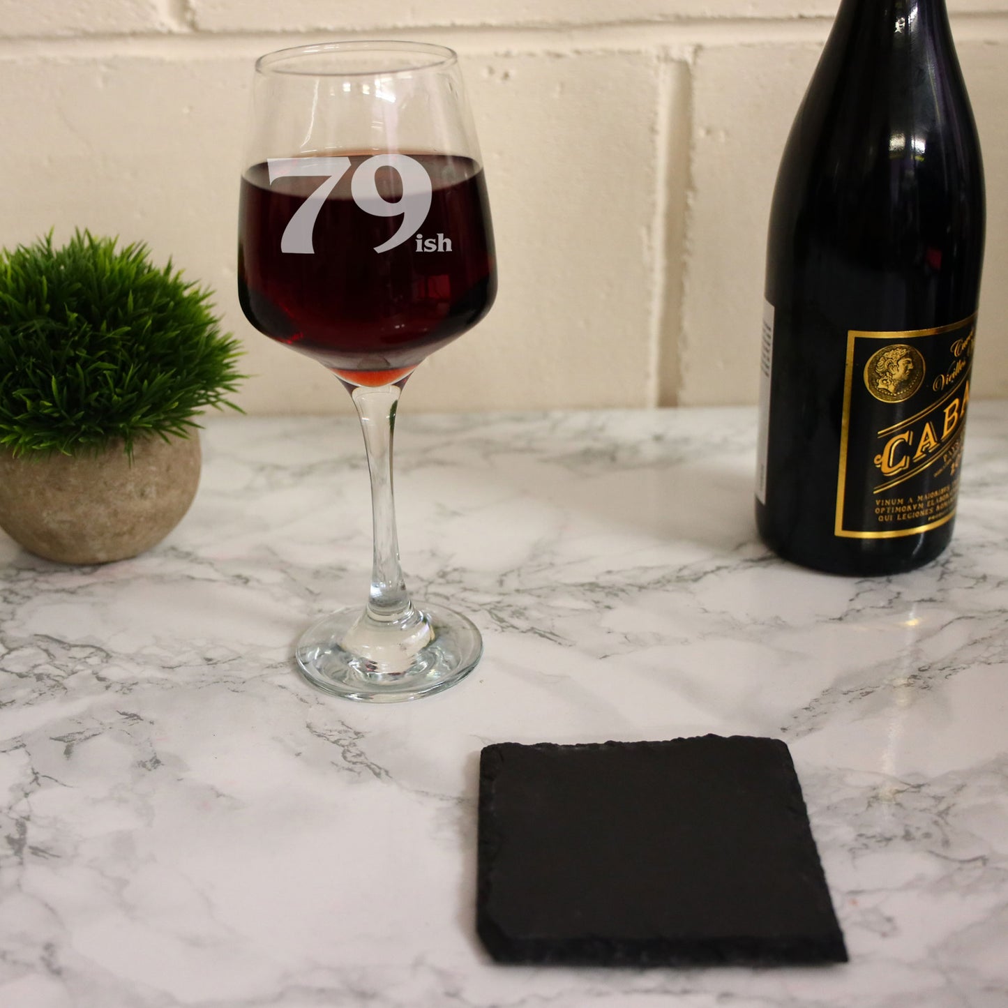 Milestone Birthday Gifts - 'ish' Design Engraved Wine Glass and/or Coaster Set