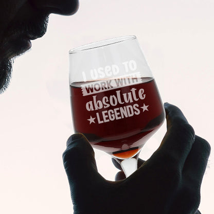 I Used To Work With Absolute Legends Engraved Wine Glass & Coaster -Leaving Gift