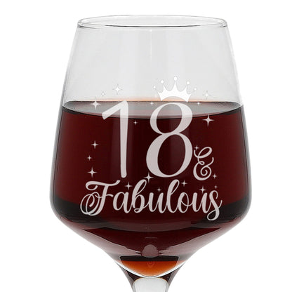 AGE & Fabulous Wine Glass For Birthday With Engraved Age (18-100) & Coaster