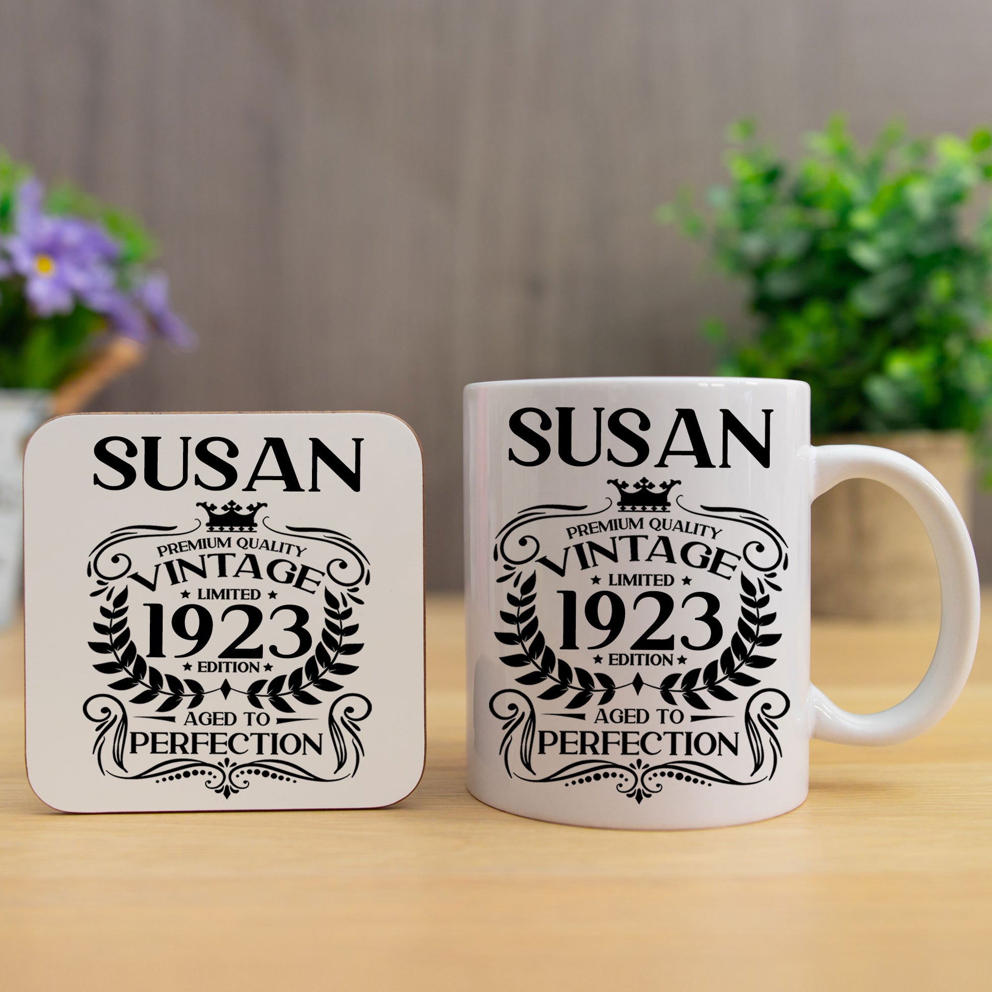 Personalised Vintage 1923 Mug and/or Coaster  - Always Looking Good -   