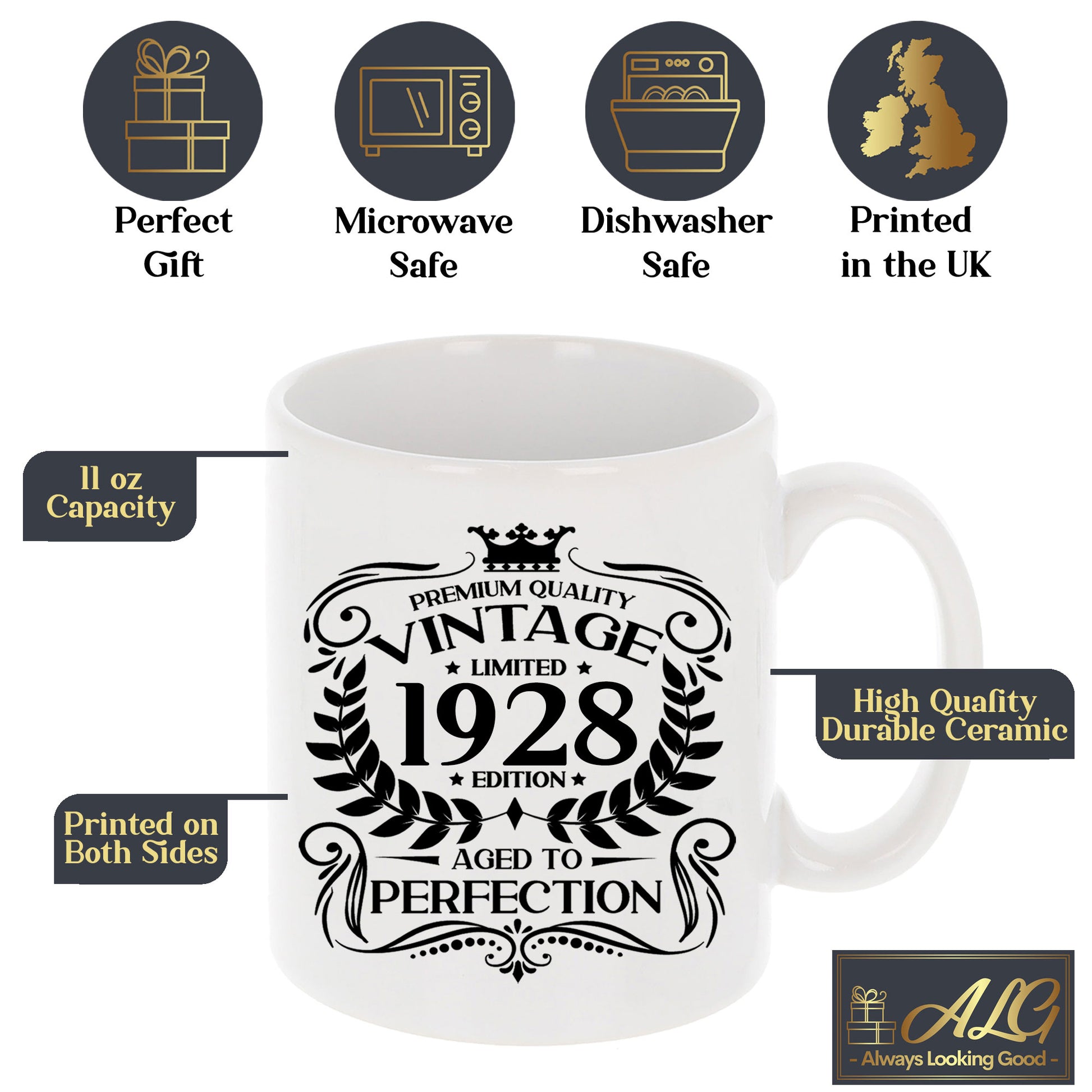 Personalised Vintage 1928 Mug and/or Coaster  - Always Looking Good -   