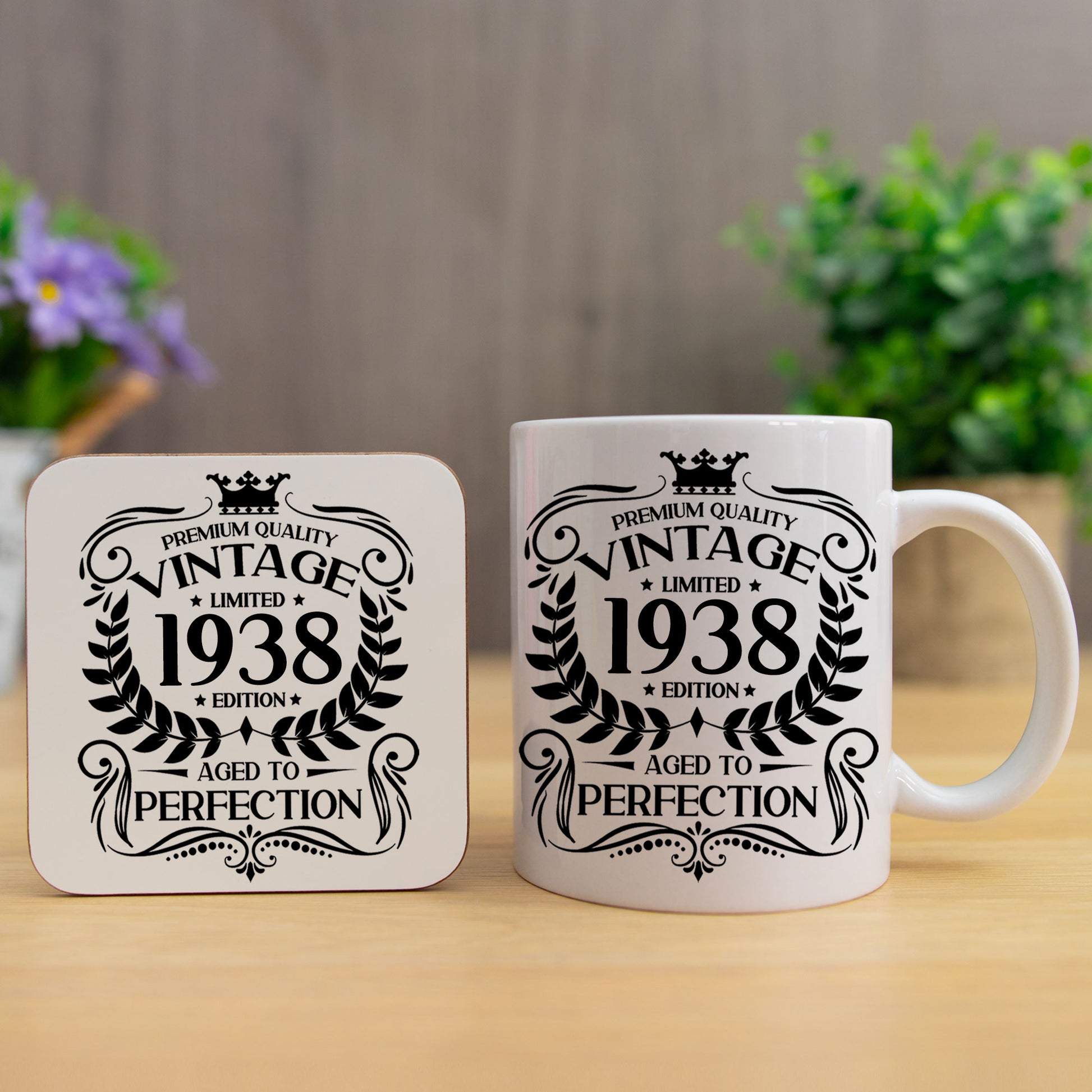 Personalised Vintage 1938 Mug and/or Coaster  - Always Looking Good -   