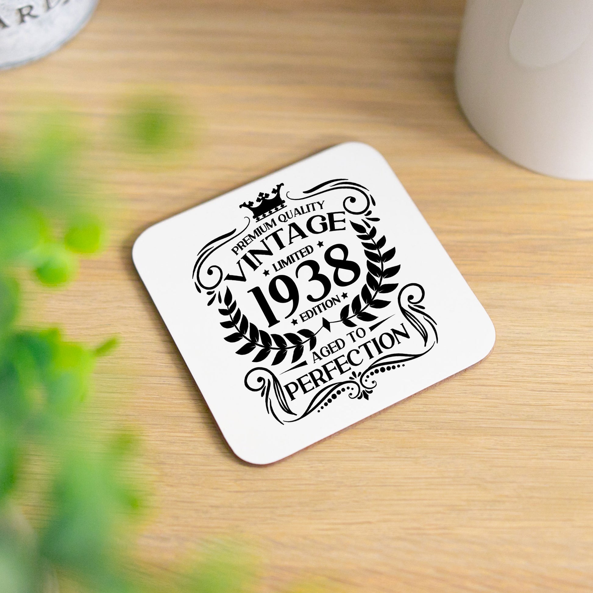 Personalised Vintage 1938 Mug and/or Coaster  - Always Looking Good - Printed Coaster On Its Own  