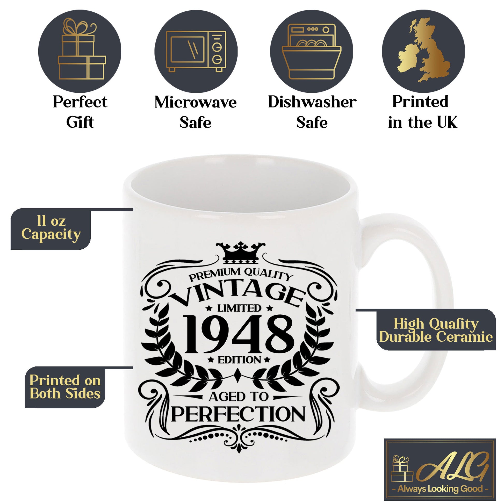 Personalised Vintage 1948 Mug and/or Coaster  - Always Looking Good -   