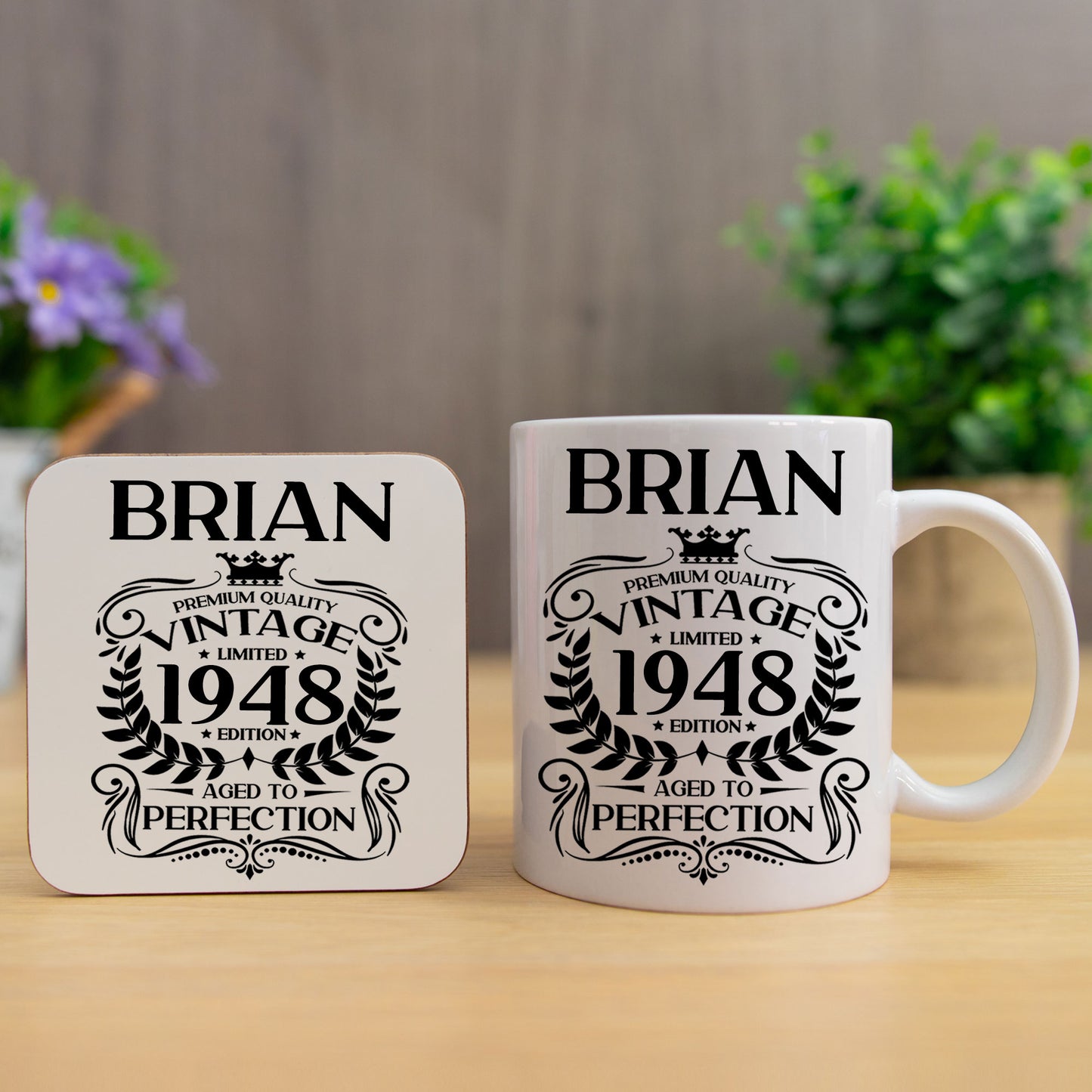 Personalised Vintage 1948 Mug and/or Coaster  - Always Looking Good -   