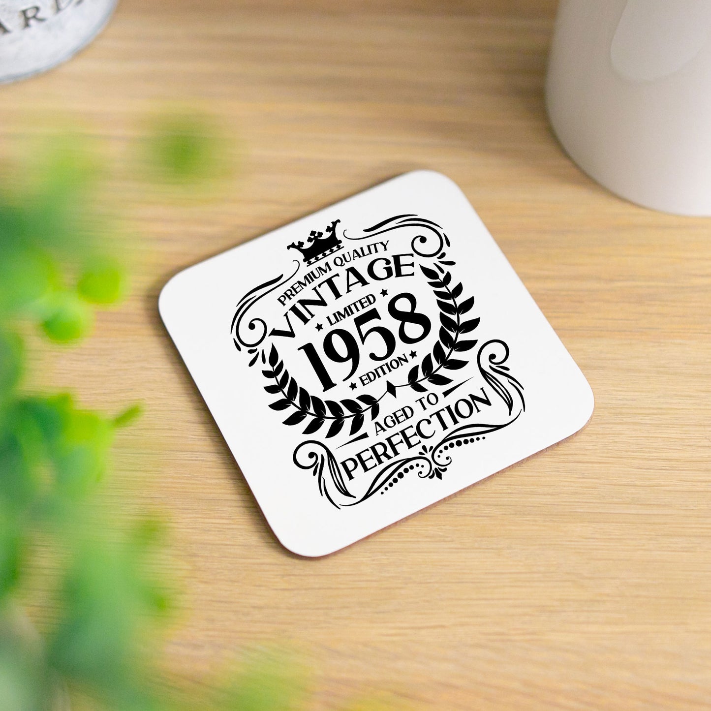 Personalised Vintage 1958 Mug and/or Coaster  - Always Looking Good - Printed Coaster On Its Own  