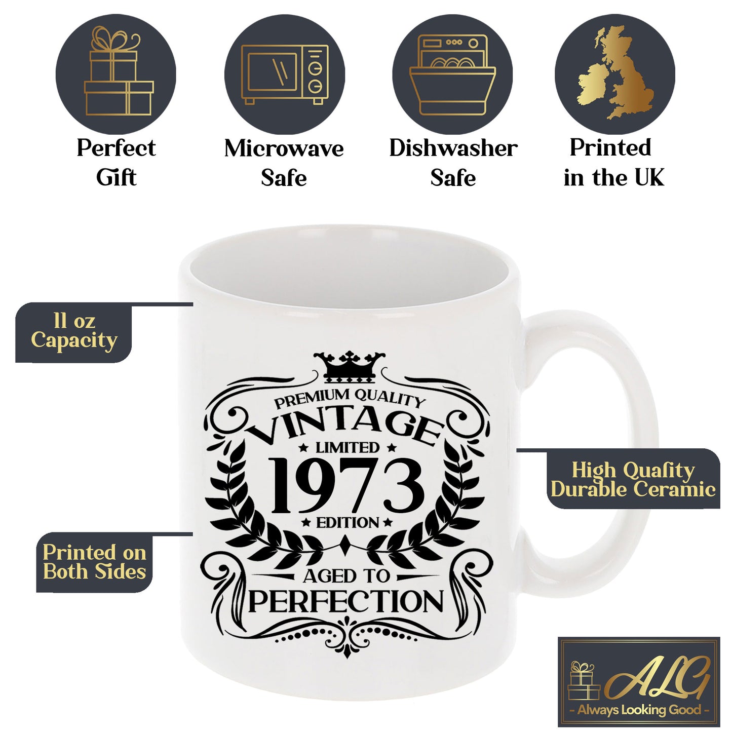 Personalised Vintage 1973 Mug and/or Coaster  - Always Looking Good -   