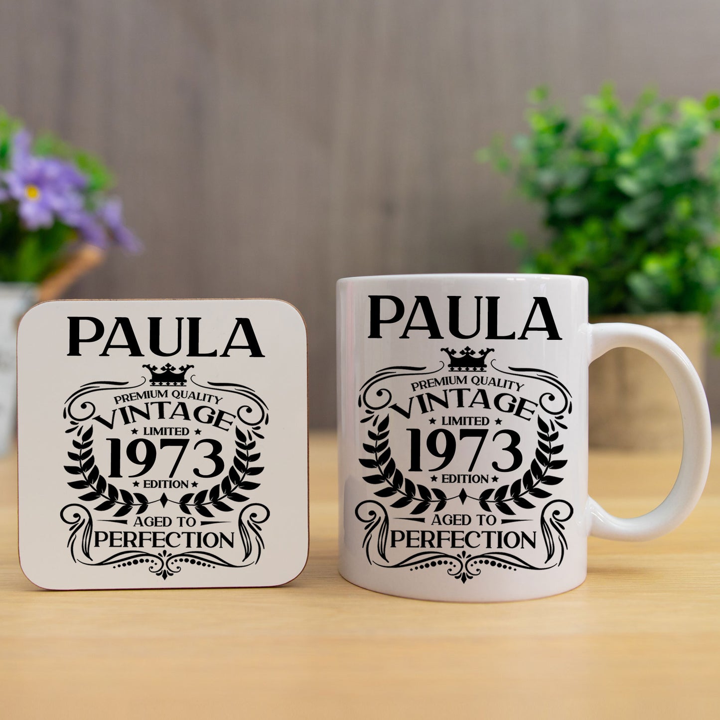 Personalised Vintage 1973 Mug and/or Coaster  - Always Looking Good -   