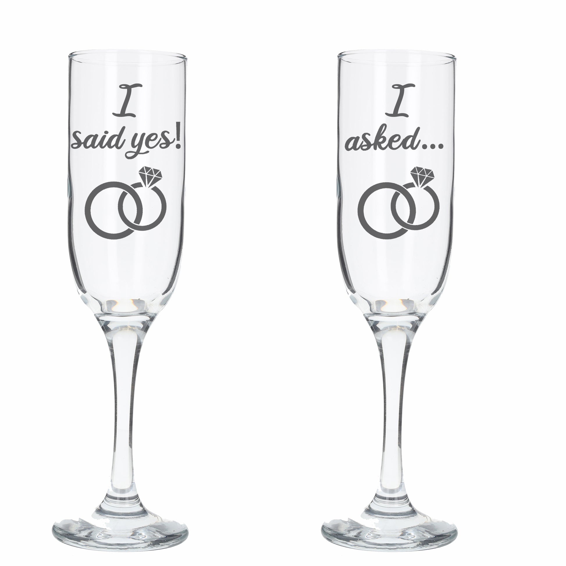 I Asked & I Said Yes Engraved Champagne Glasses Set of 2  - Always Looking Good -   