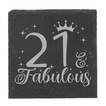 AGE & Fabulous Gifts - (18-100) Age Engraved Champagne Glass and/or Coaster
  - Always Looking Good - Glass & Square Coaster Set  