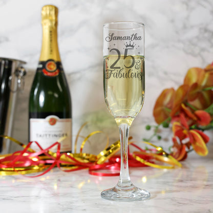 AGE & Fabulous Gifts - (18-100) Age Engraved Champagne Glass and/or Coaster