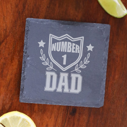 "Number 1 dad/Grandad" Engraved Wine Glass and/or Coaster Set