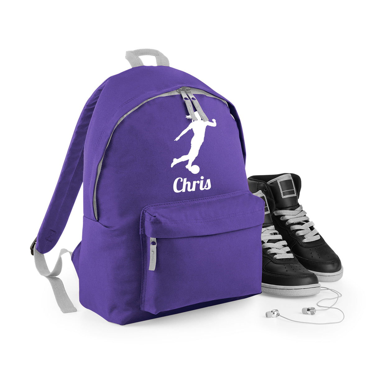 Personalised Female Footballer Backpack | Kids School Bag with Name