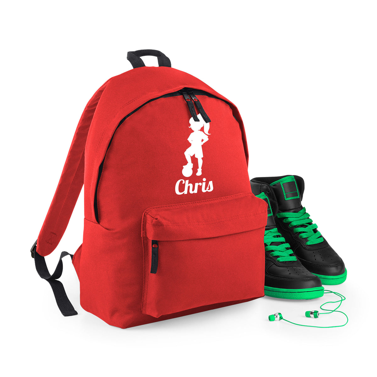 Personalised Girl Footballer Backpack | Kids School Bag with Name