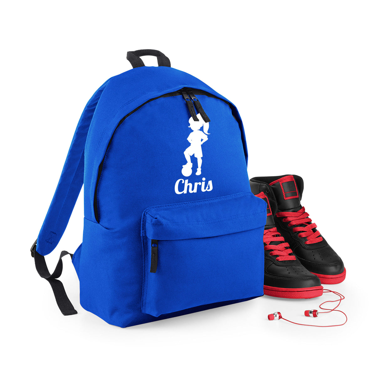 Personalised Girl Footballer Backpack | Kids School Bag with Name