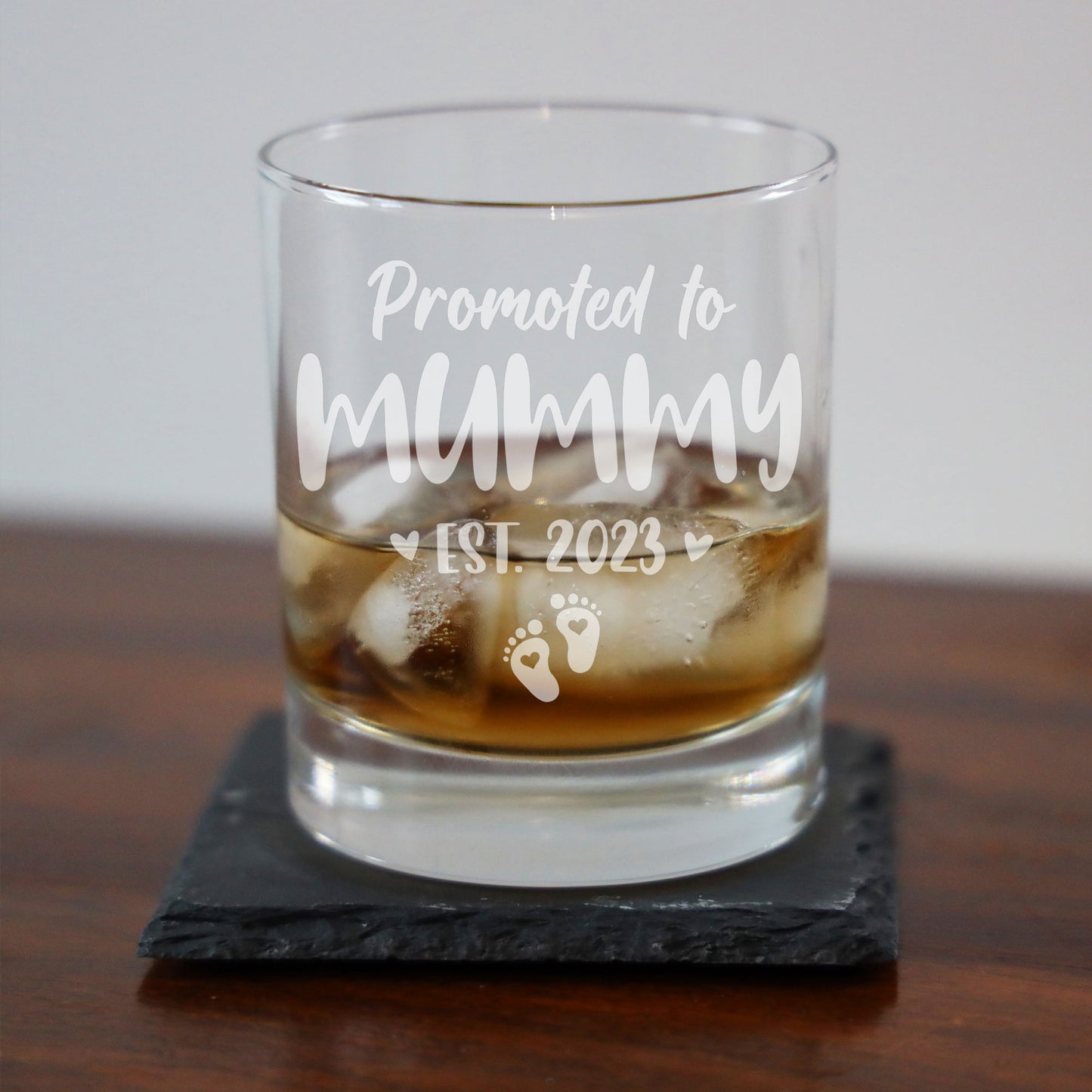 Pregnancy Announcement Gift “Promoted To......” Engraved Whisky Glass