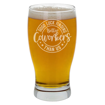 Engraved Pint Glass & Coaster Set – Funny, Good Luck Leaving Gift for Colleague or Boss