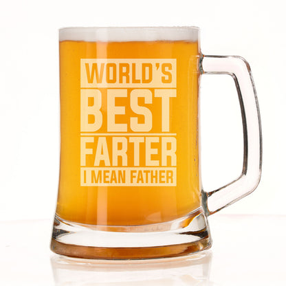 Best Farter I Mean Father Beer Stein Glass & Slate Coaster Gift