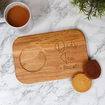 Personalised Engraved Dad’s Tea & Biscuit Board with Optional Mug