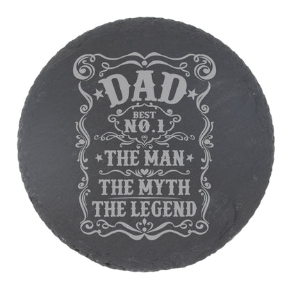 Dad The Man The Myth The Legend Engraved Beer Pint Glass and/or Coaster Set  - Always Looking Good -   