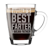 Best Farter I Mean Father Glass Coffee Mug – Block Design | Dad Gift
