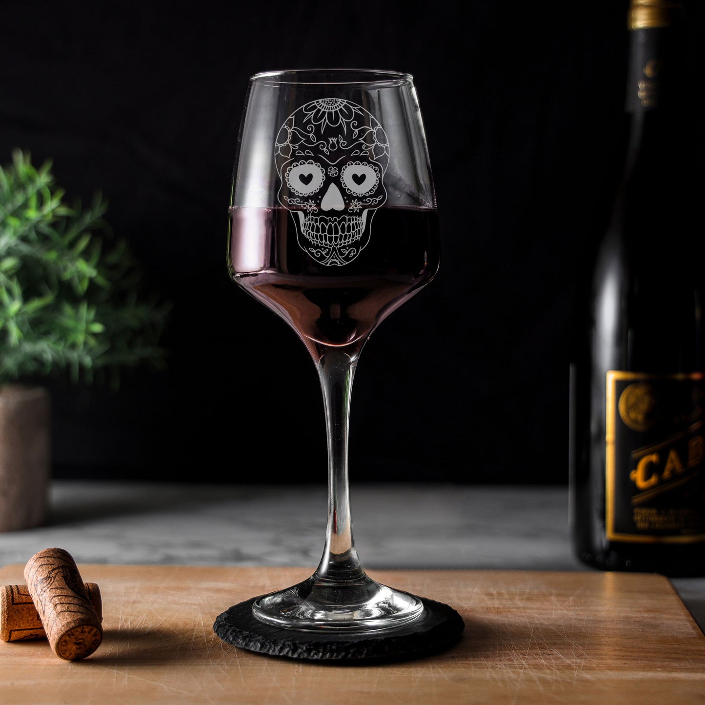 Sugar Skull Engraved Wine Glass  - Always Looking Good -   