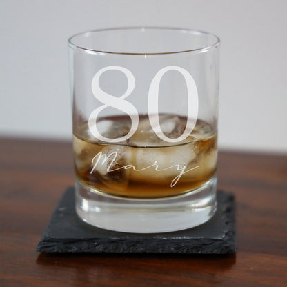 Personalised Whisky Glass with Name & Age – Birthday Gift for Him
