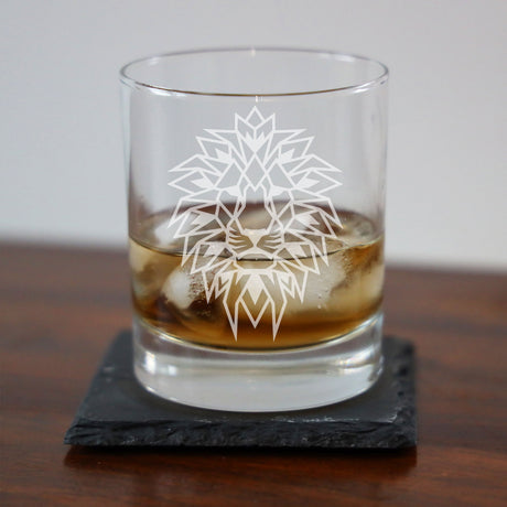 Lion Engraved Whisky Glass  - Always Looking Good -   